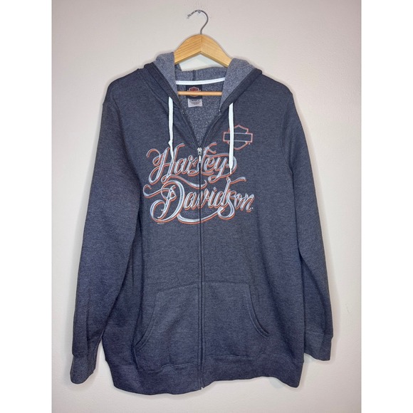 Harley-Davidson Other - Harley-Davidson Indianapolis Indiana Eagle Zip Up Hoodie Charcoal Gray XXL